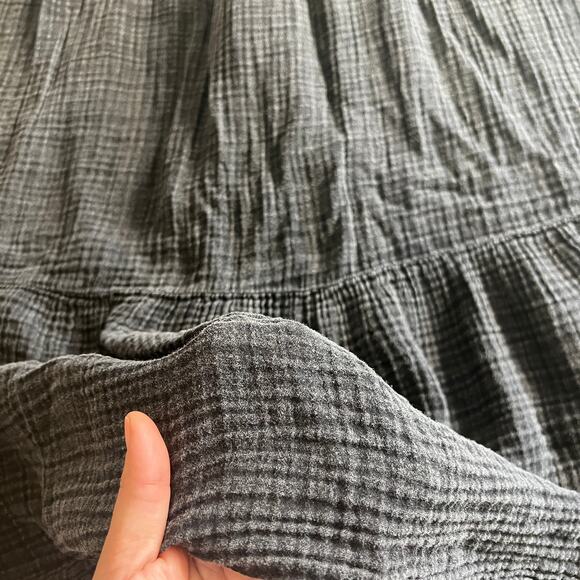 Anthropologie Black Smocked Strapless Midi Dress Size M Cotton Gauze - Picture 5 of 10